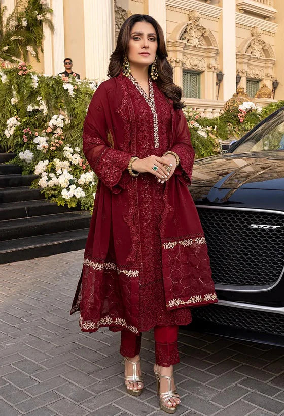 Luxury Chiffon Embroidered 3 Piece Unstitched 012R