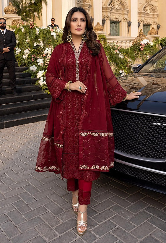 Luxury Chiffon Embroidered 3 Piece Unstitched 012R