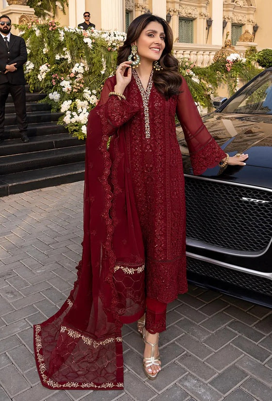 Luxury Chiffon Embroidered 3 Piece Unstitched 012R