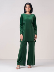 Green Velvet Co-Ord Set for Women | Luxury 2-Piece Outfit UAE