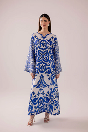 Printed kaftan stitched (blue) 002b
