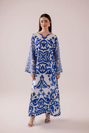 Printed kaftan stitched (blue) 002b