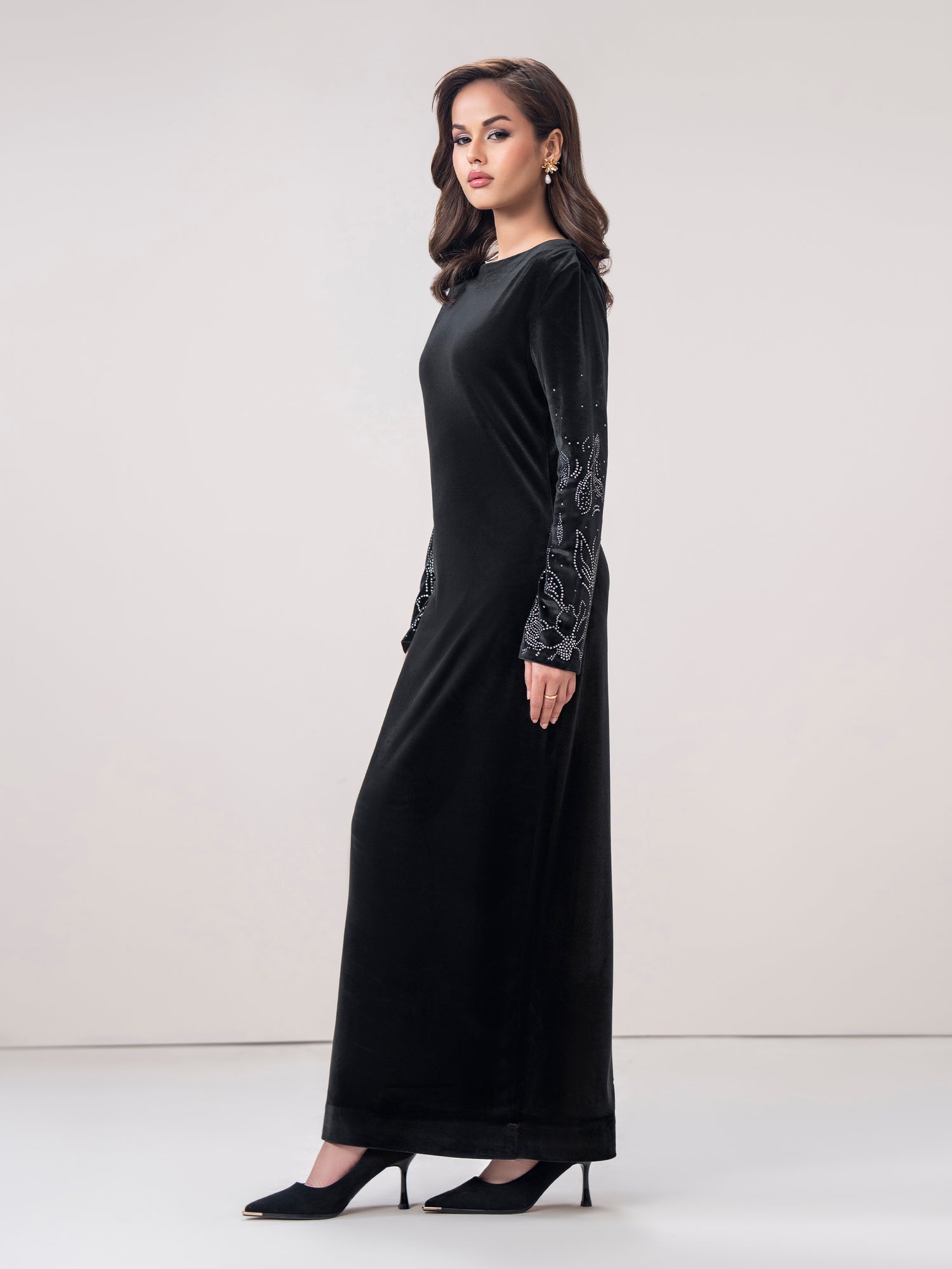 Velvet Stitched Dress for Women | Eastern Ready-to-Wear UAE