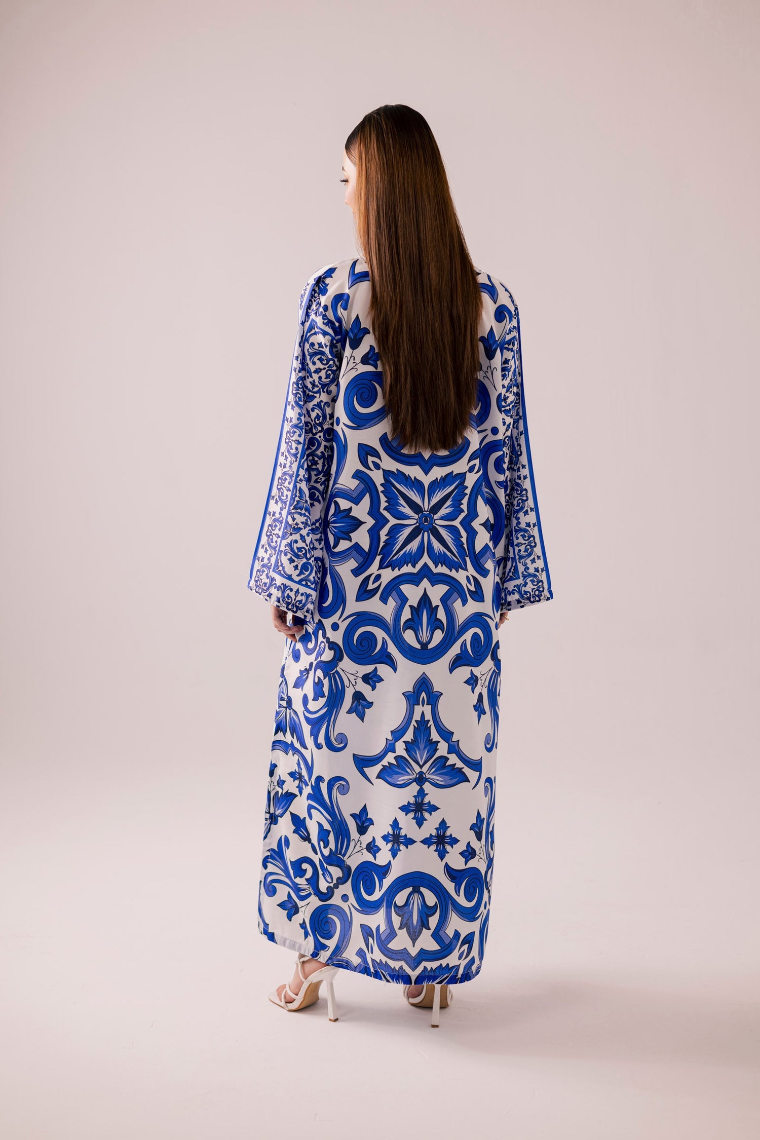Printed kaftan stitched (blue) 002b