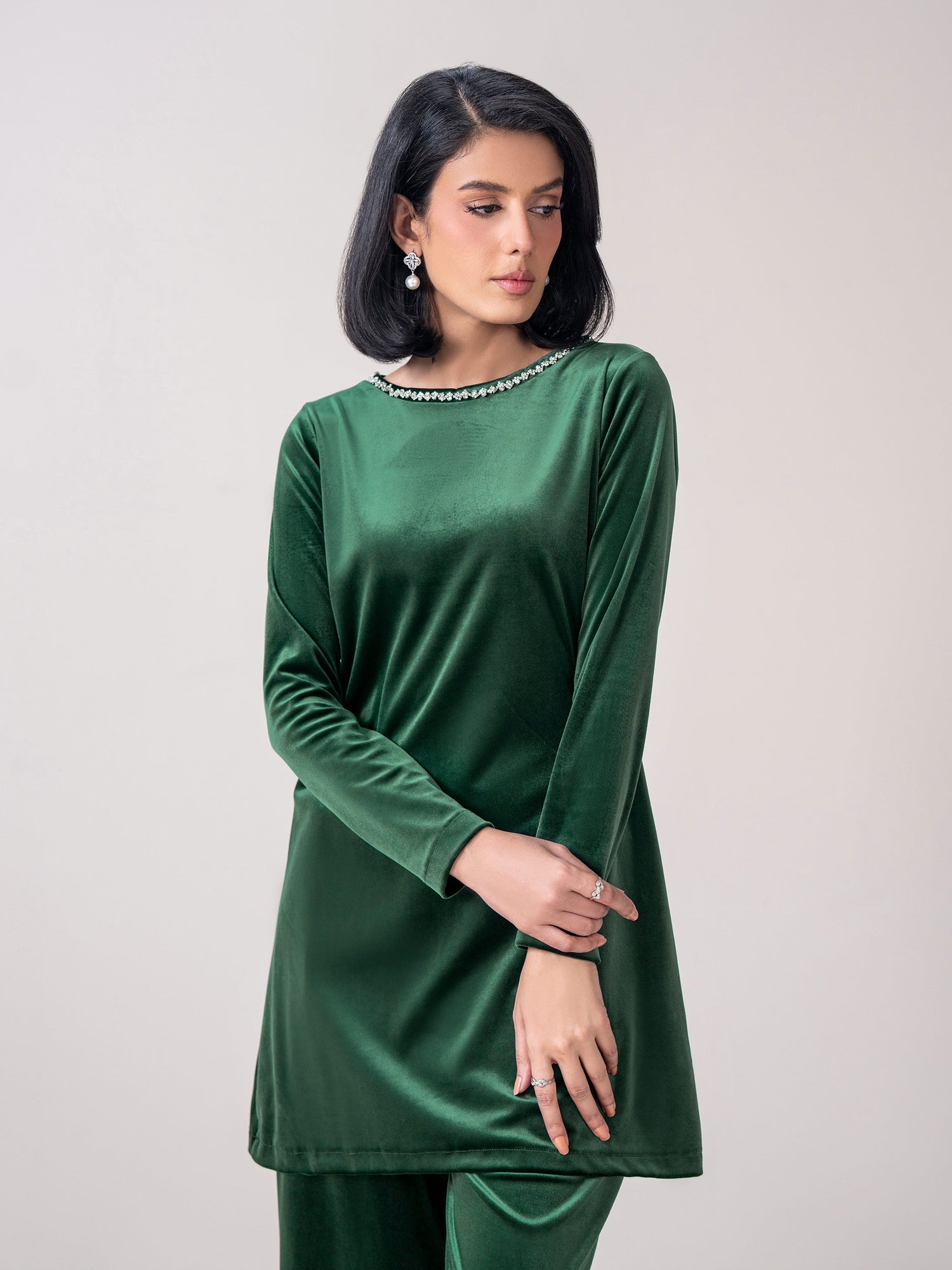 Green Velvet Co-Ord Set for Women | Luxury 2-Piece Outfit UAE