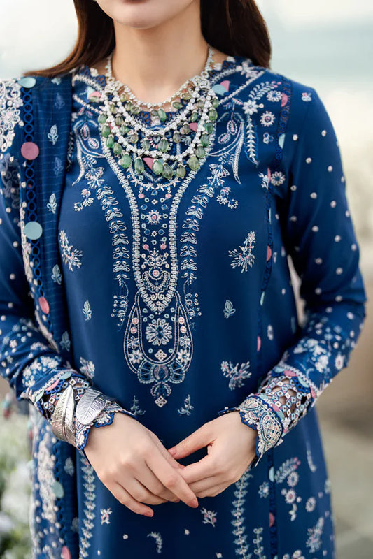 Qalamkar Sahil Kinare Luxury Lawn Embroidered 3 Piece Unstitched FK-05 AURORA