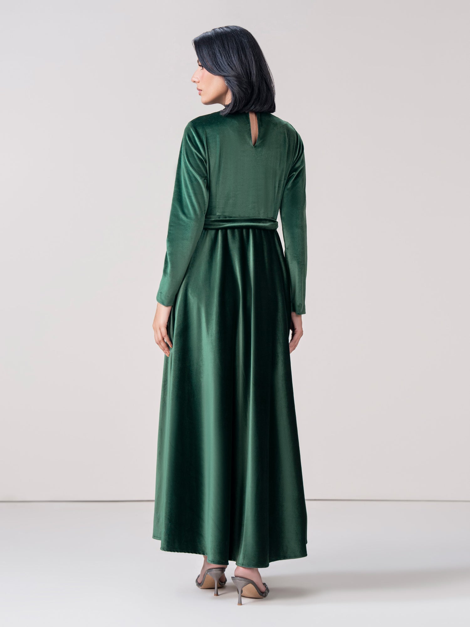 Velvet Dress Green – Elegant Velvet Co-ord Dress for Women