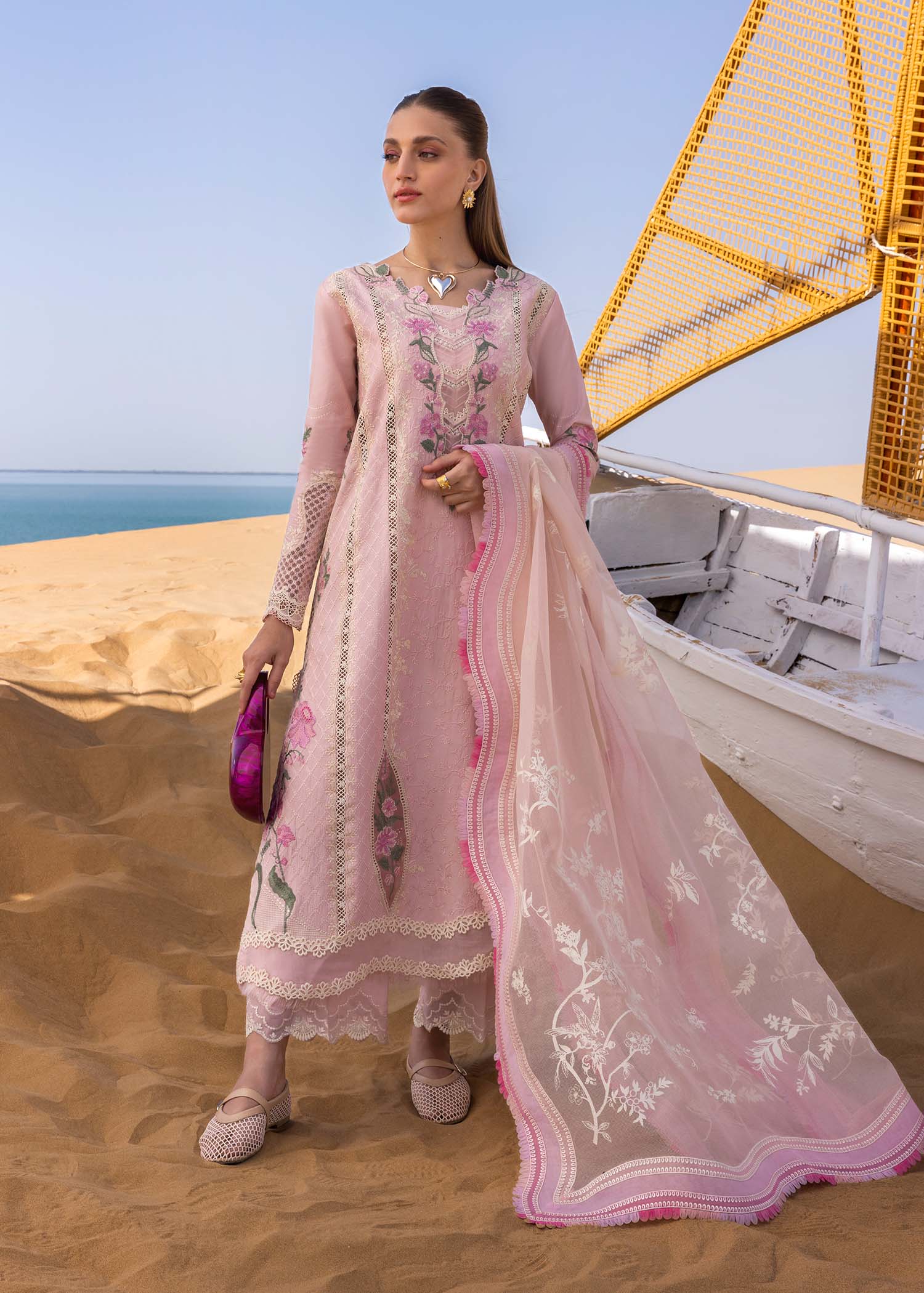 Soft Pink Luxury Lawn Embroidered 3-Piece Unstitched Suit