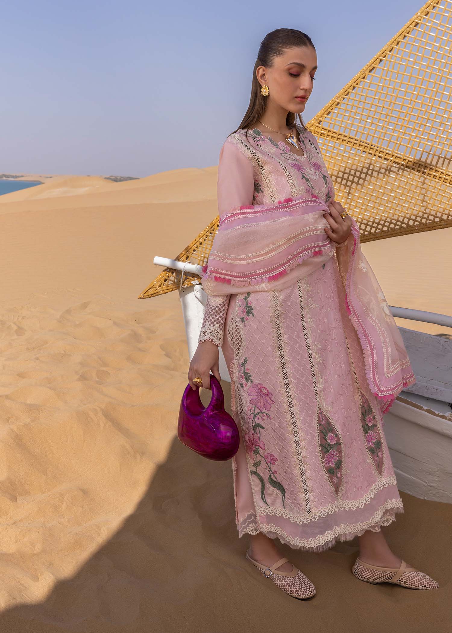 Soft Pink Luxury Lawn Embroidered 3-Piece Unstitched Suit