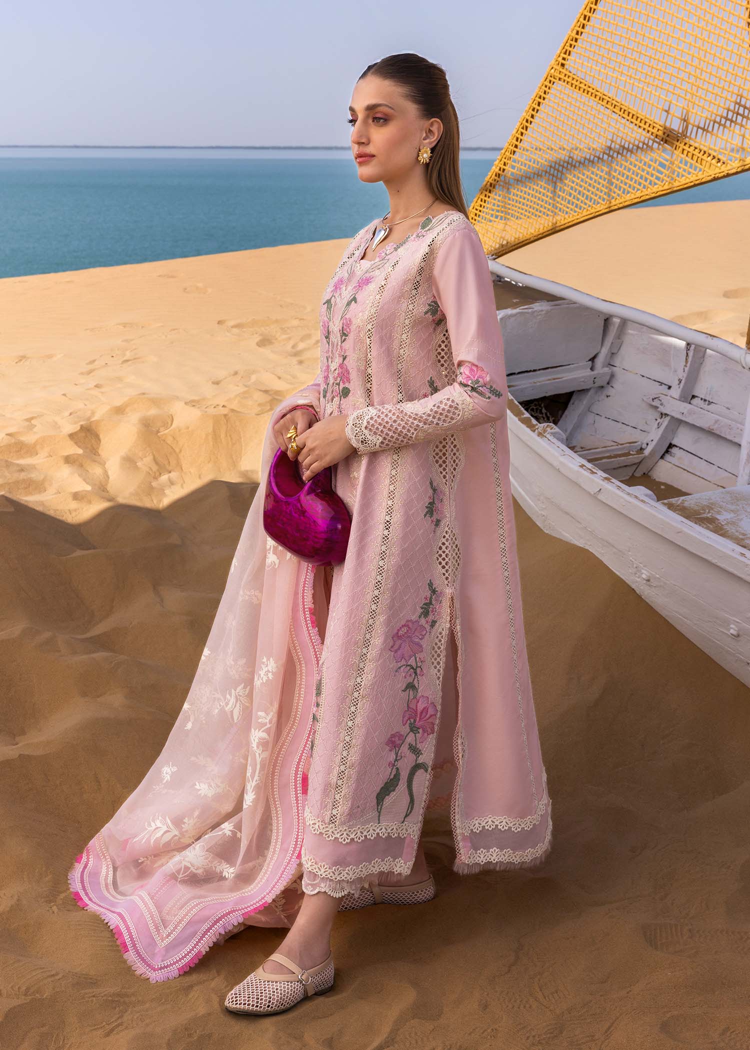 Soft Pink Luxury Lawn Embroidered 3-Piece Unstitched Suit