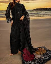 Timeless Black Embroidered Lawn | Premium 3-Piece Unstitched Set