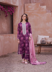 3Pc Unstitched lawn casual wear 003B