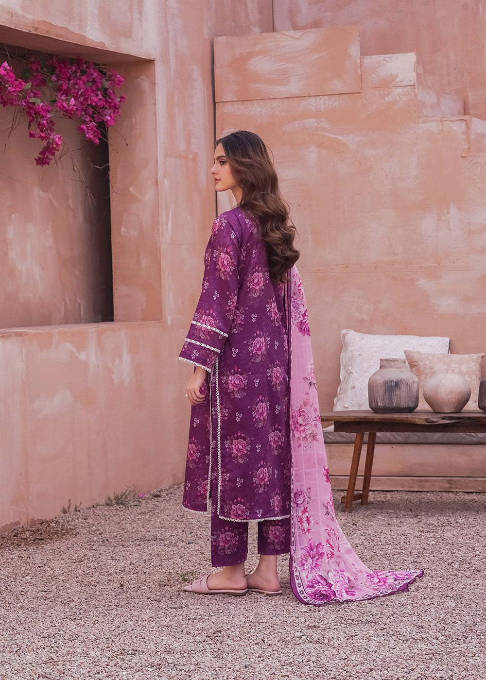 3Pc Unstitched lawn casual wear 003B