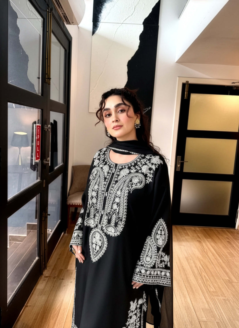 Black embroidered For Eid Set for Women | Stitched 2-Piece Outfit UAE