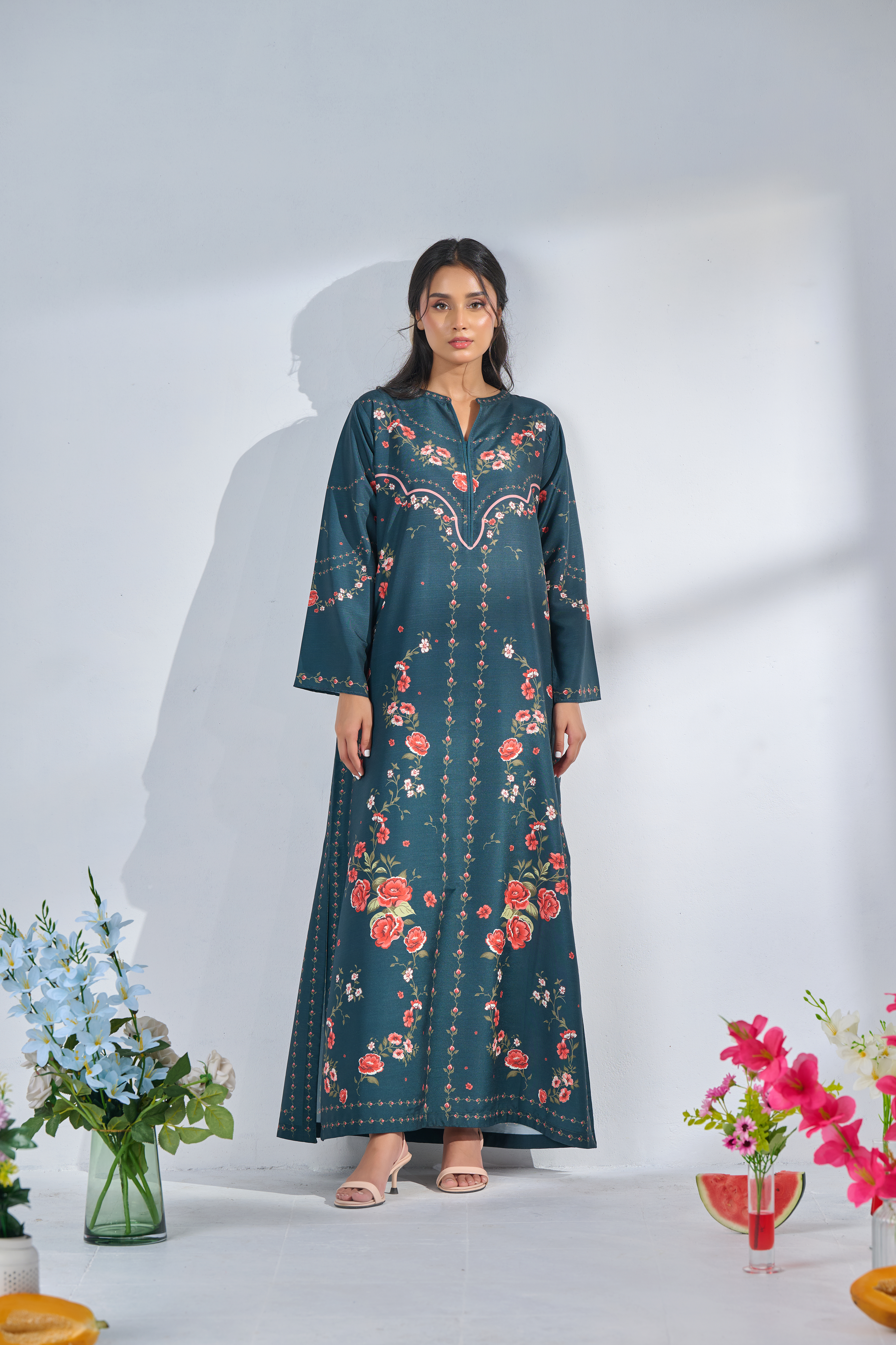 Printed  kaftan stitched 012M