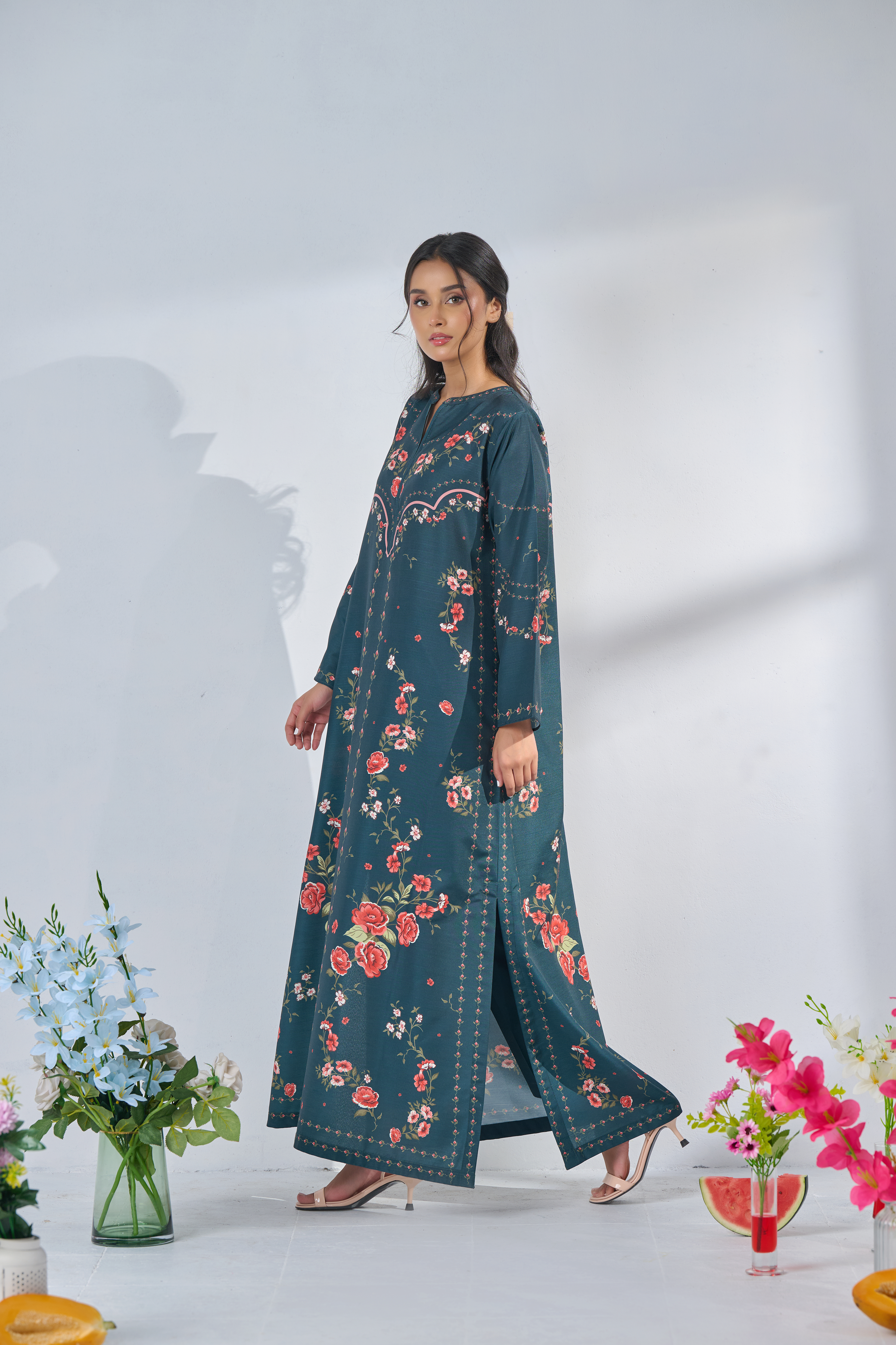 Printed  kaftan stitched 012M