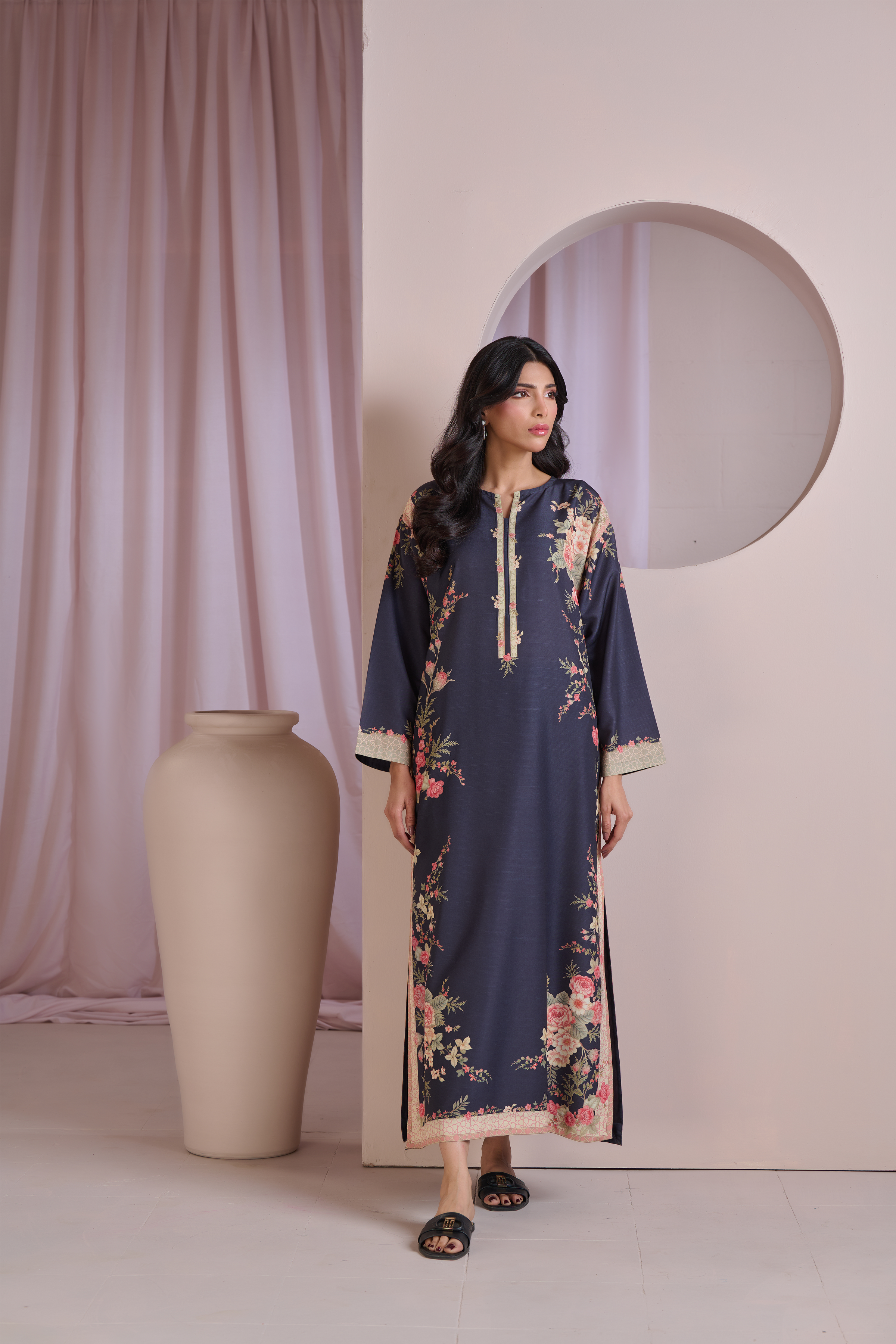 Printed  kaftan  stitched 011B