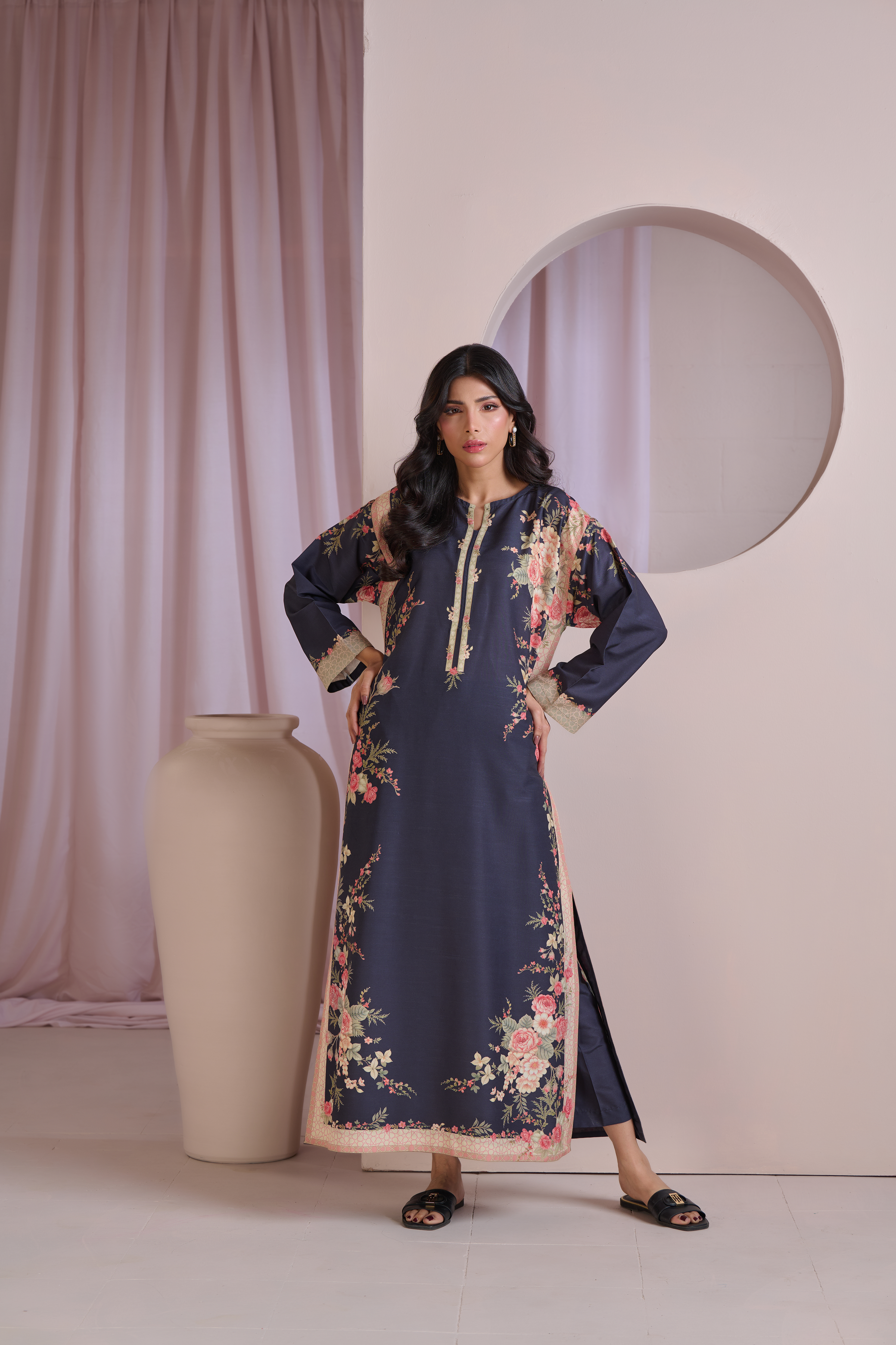 Printed  kaftan  stitched 011B
