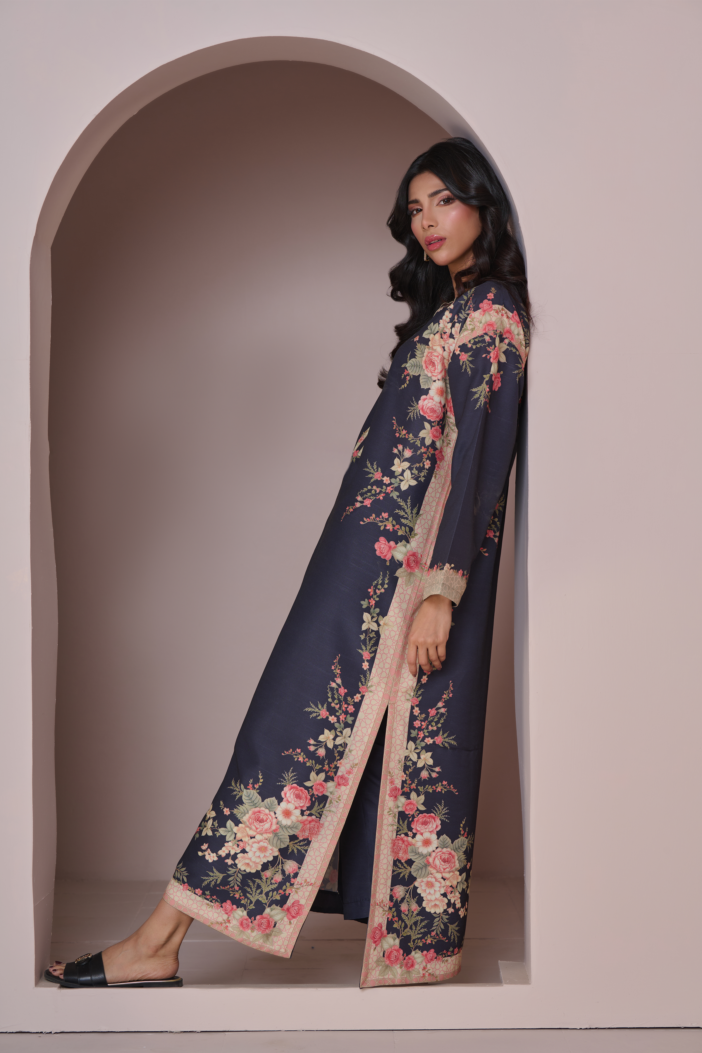 Printed  kaftan  stitched 011B