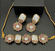 Gold plated designer choker set (MOP) - LadiesKurtasuae 