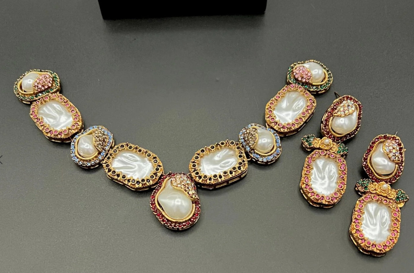 New Designer Necklace Set (Mother of Pearl) - LadiesKurtasuae 