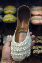 white pearl work khussa - LadiesKurtasuae 