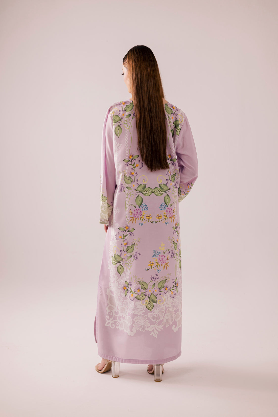 Printed kaftan stitched purple pink