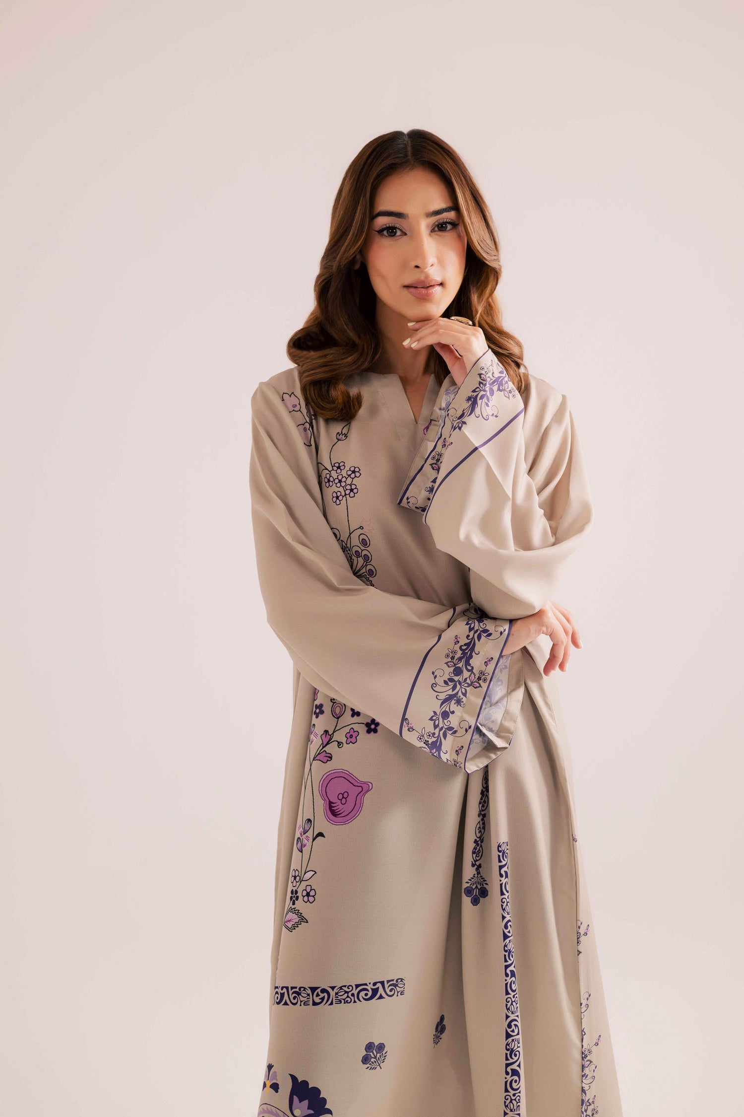 Printed kaftan stitched purple