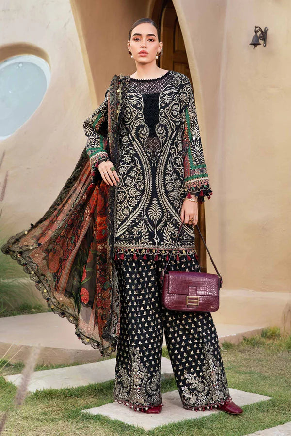 3 Piece Unstitched Embroidered Lawn Suit 002B