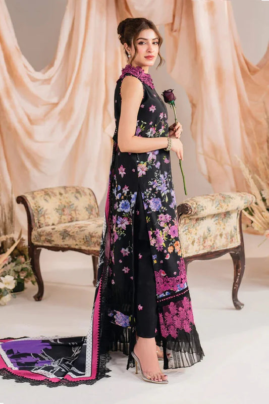 Asifa Nabeel Luxury Lawn Embroidered Unstitched 3 Piece Nocturne-MW-10 Meraki