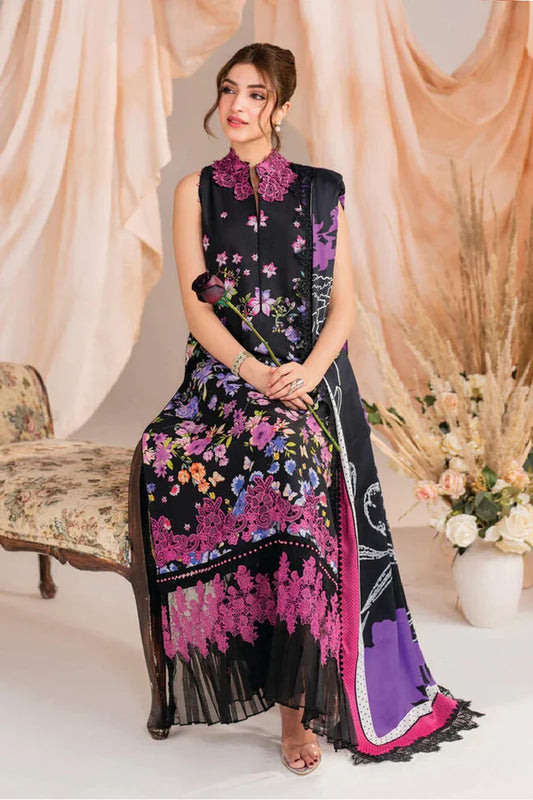 Asifa Nabeel Luxury Lawn Embroidered Unstitched 3 Piece Nocturne-MW-10 Meraki