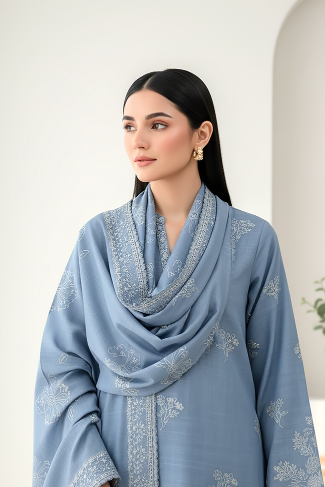 Printed Marina 3PC Unstitched Winter Suit (011B) | Premium Eastern Wear