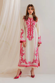 Pastel Pink Embroidered Linen 3-Piece Suit - Eastern Ready To Wear