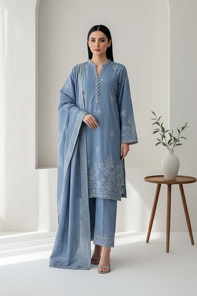 Printed Marina 3PC Unstitched Winter Suit (011B) | Premium Eastern Wear