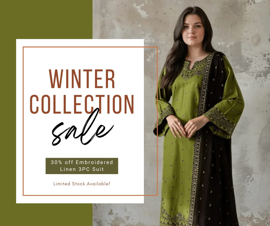 Embroidered Linen 3PC Suit for Women | Premium Winter Eastern Wear